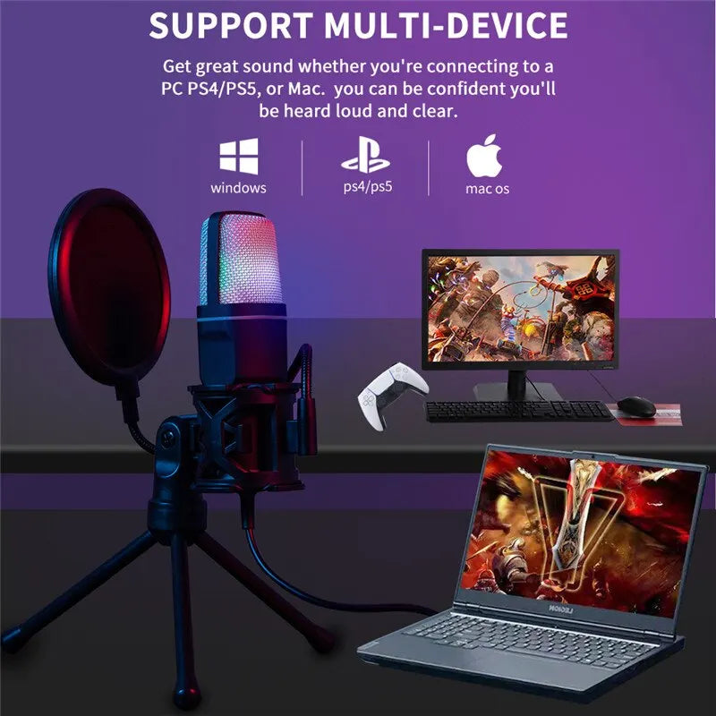 USB RGB Microphone Gaming Mic for Podcast & Streaming | SeeMyMailsMarketplace