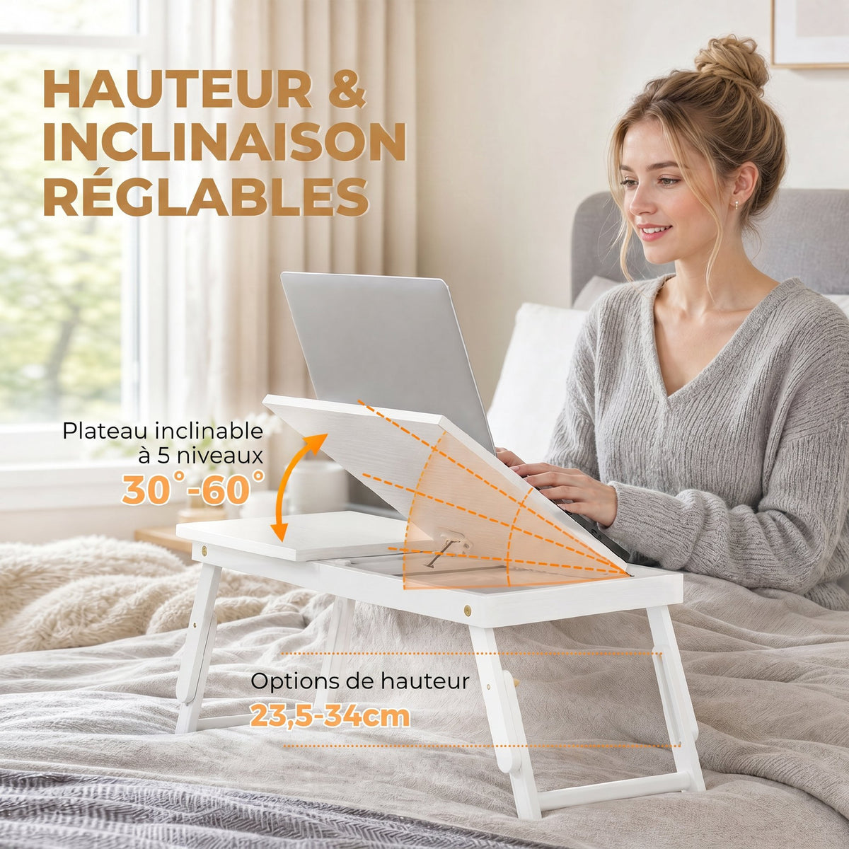 Table de lit pliable et réglable, plateau de lit pour ordinateur portable en bambou plateau inclinab – product view 5 | SeeMyMails Marketplace
