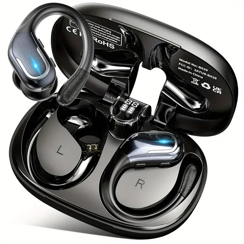 Wireless Sports Earbuds with Pure Bass Sound and LED Display - Black – product view 5 | SeeMyMails Marketplace