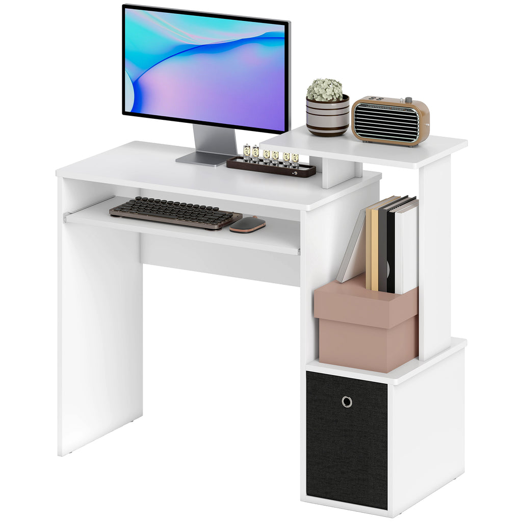 Bureau Informatique multimédia étagères Tablette Clavier Panier Noir Panneaux Particules Blanc – product view 5 | SeeMyMails Marketplace