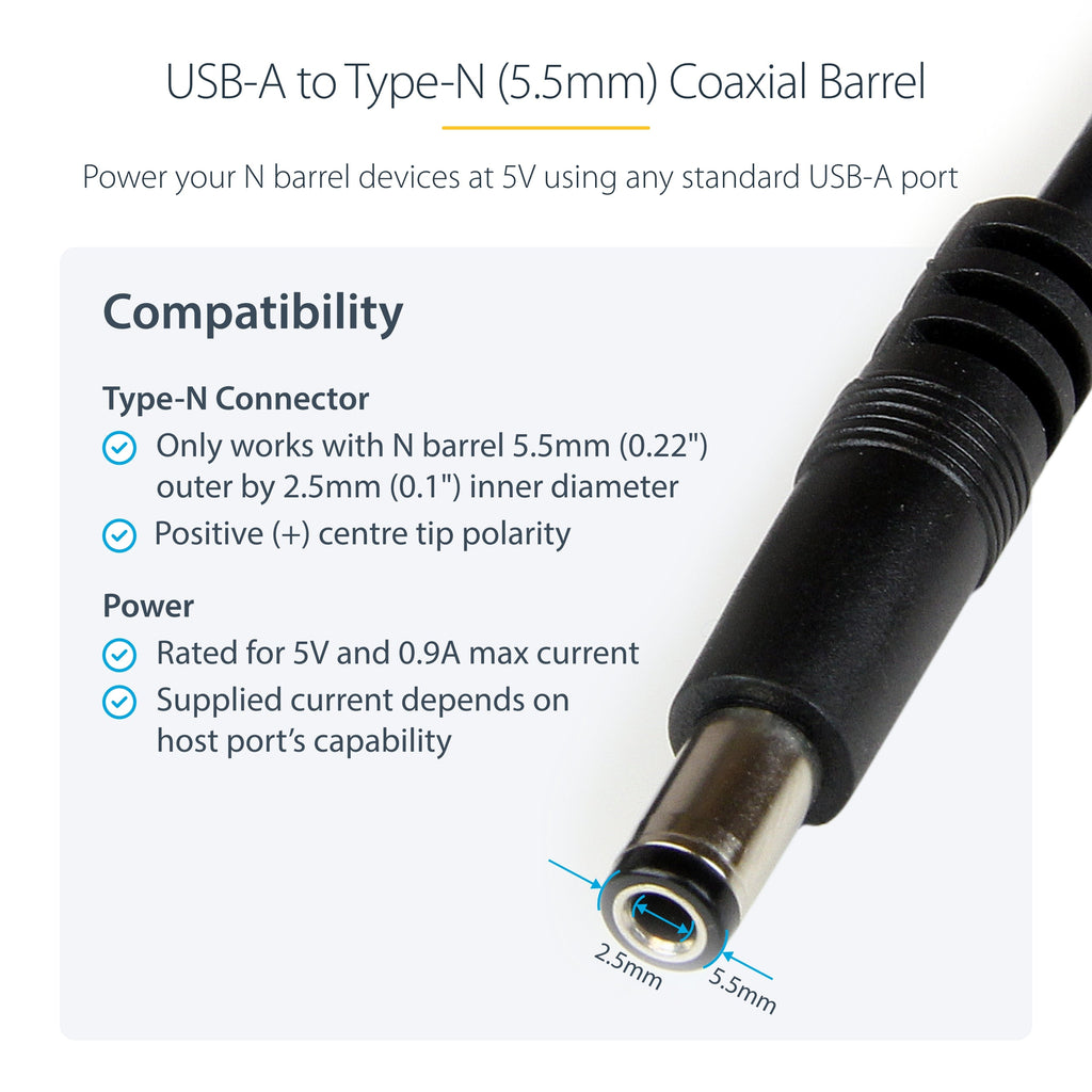 Star Tech USB to 5.5mm Power Cable - Type N Barrel - 1m – product view 4 | SeeMyMails Marketplace