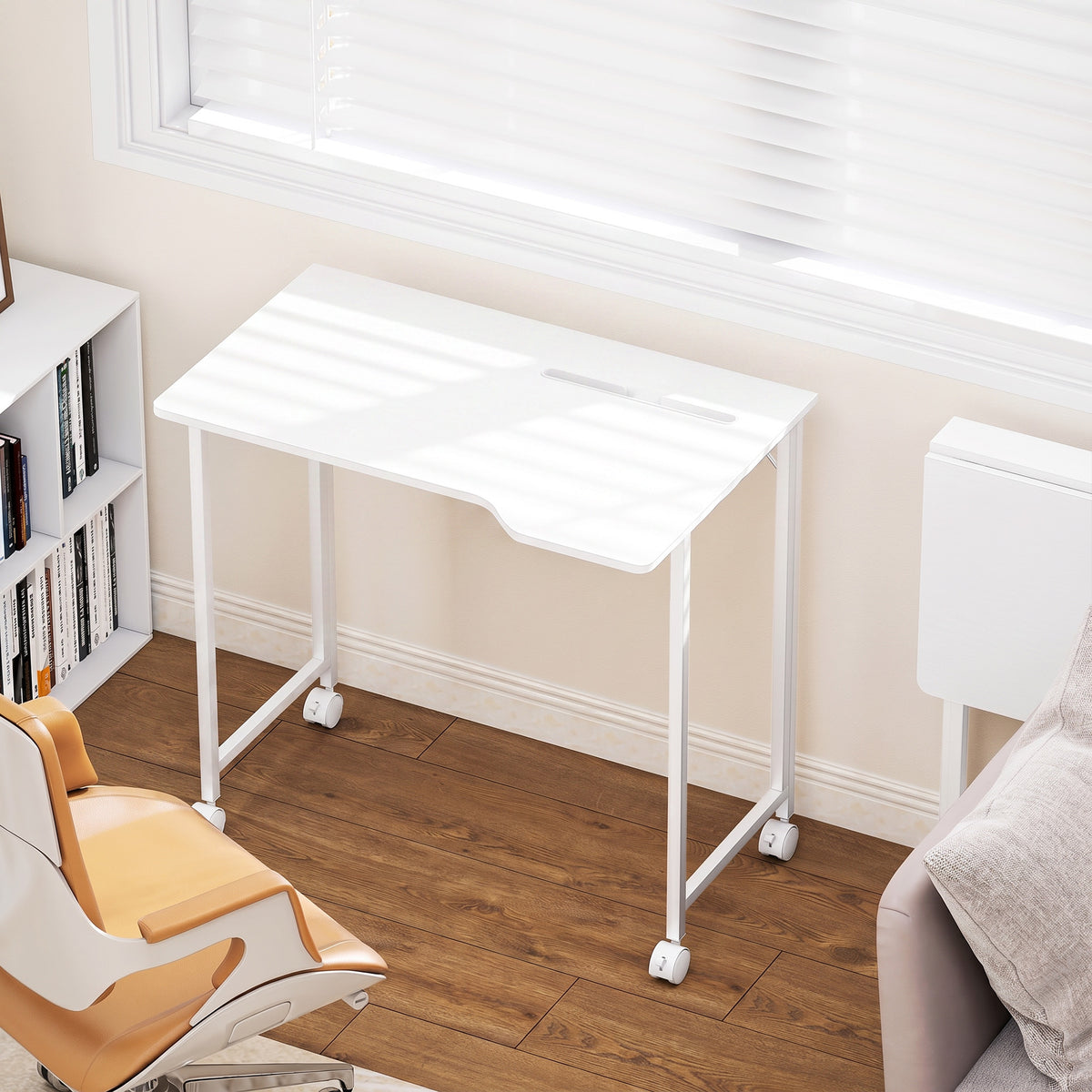 Bureau Pliable 80 x 52 cm, Bureau Ordinateur sur Roulettes avec Fente d'Appareil, Montage Facile, Bl | SeeMyMails Marketplace