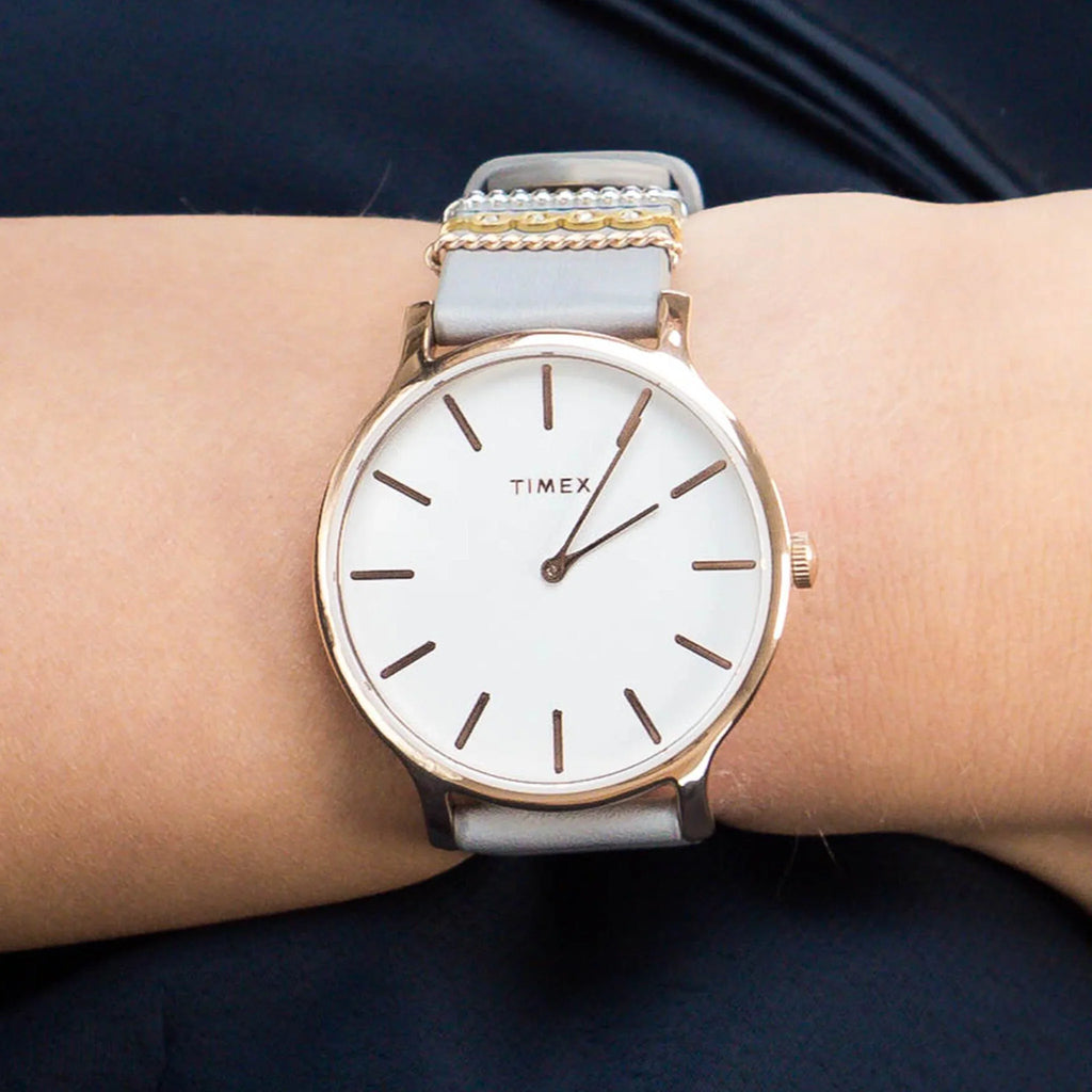 Timex Women's Gray Leather Watch, White Dial | Tw2t45400 – product image 3 | SeeMyMails Marketplace
