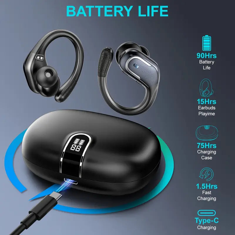 Wireless Sports Earbuds with Pure Bass Sound and LED Display - Black – product view 2 | SeeMyMails Marketplace