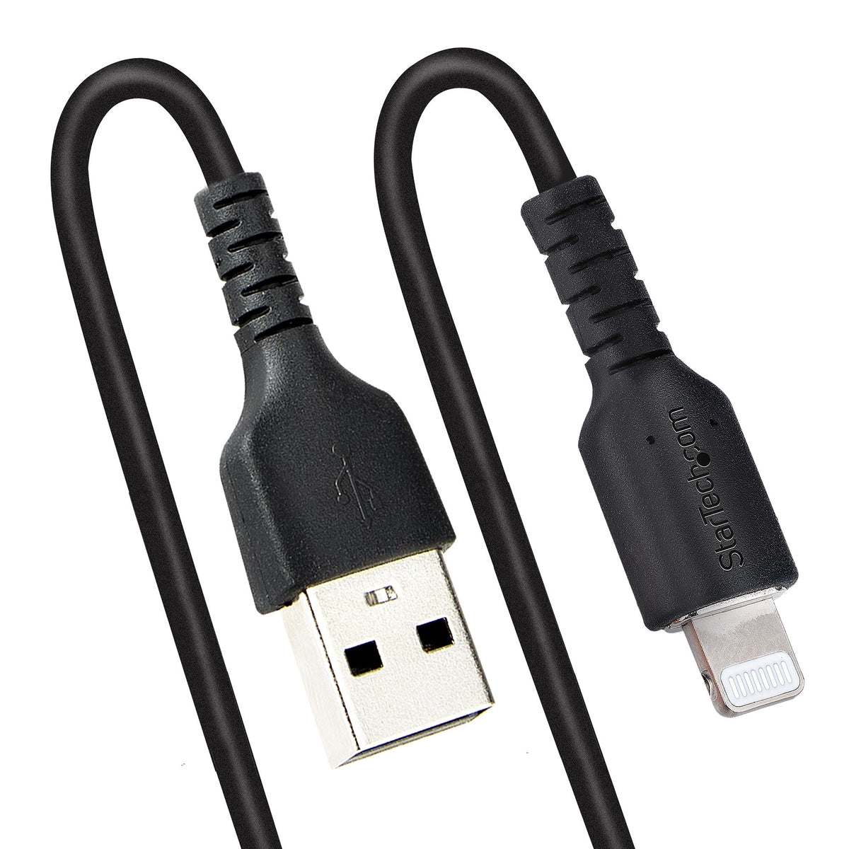 Star Tech 50cm (20in) USB to Lightning Cable, MFi Certified, Coiled iPhone Charger Cable, Black, Dur – product view 5 | SeeMyMails Marketplace