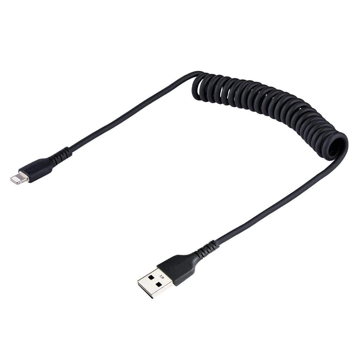 Star Tech 50cm (20in) USB to Lightning Cable, MFi Certified, Coiled iPhone Charger Cable, Black, Dur – product view 2 | SeeMyMails Marketplace