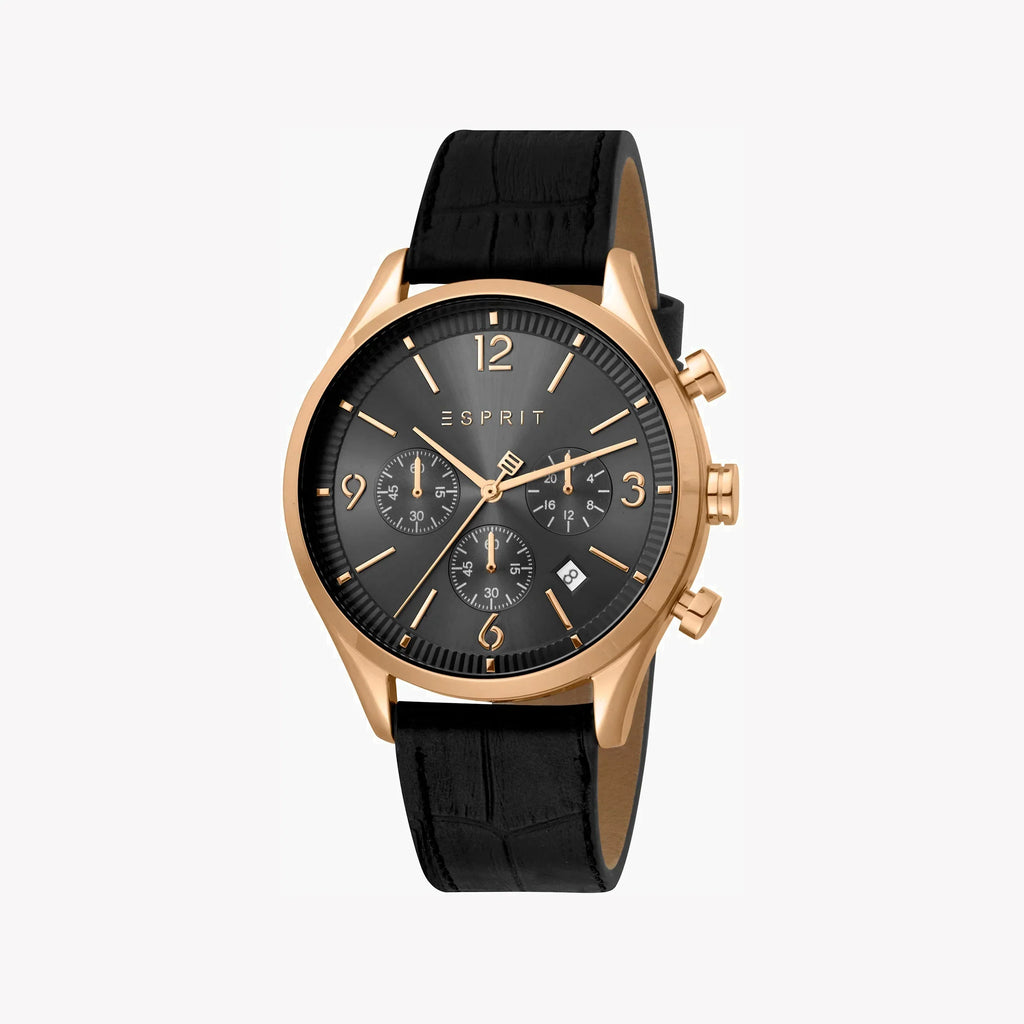 Esprit Men's Black Leather Watch, Black Dial | Es1g084m0025 | SeeMyMails Marketplace