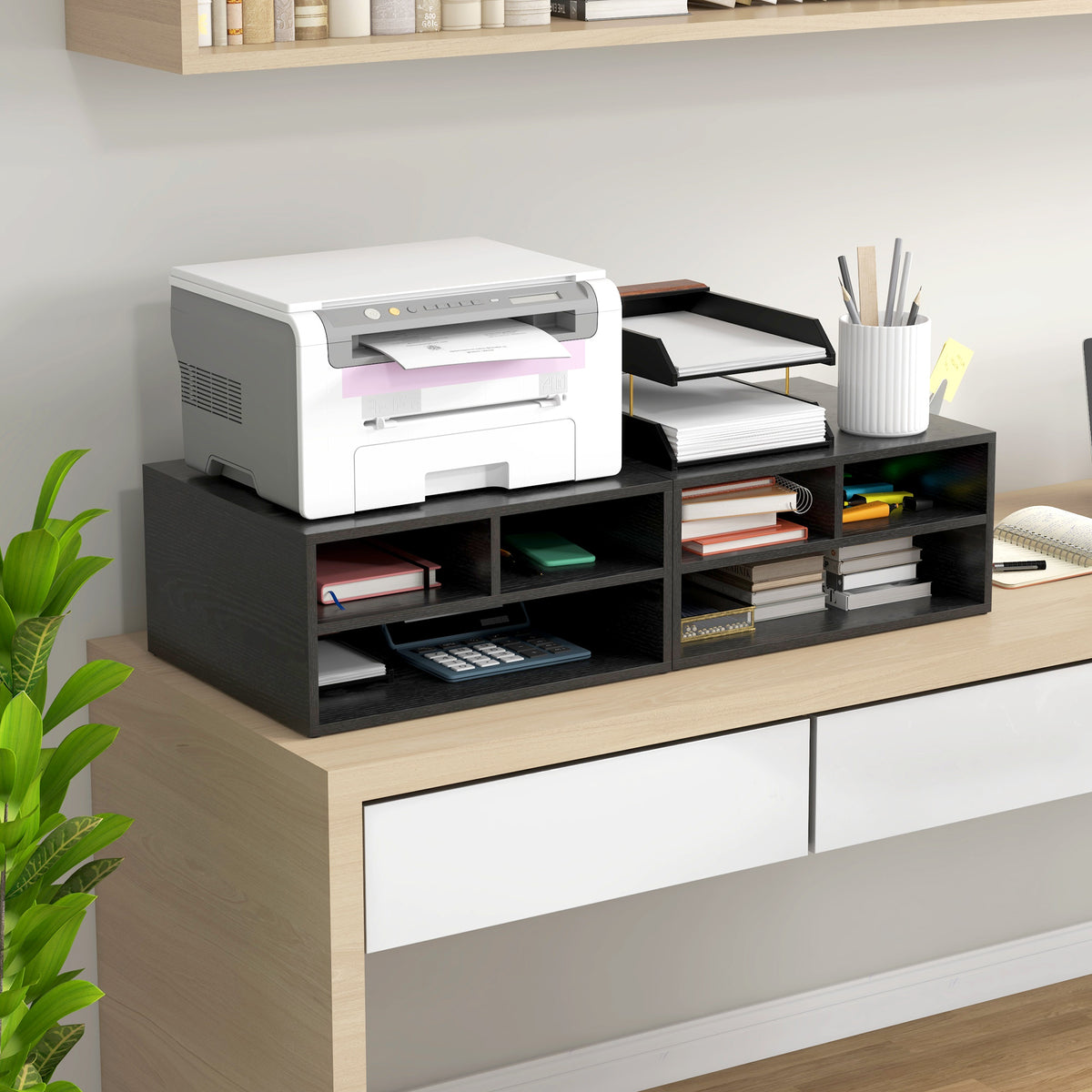 Organiseur bureau aspect noir avec 3 compartiments fournitures support d'imprimante 47 x 40 x 22,5 c – product view 3 | SeeMyMails Marketplace