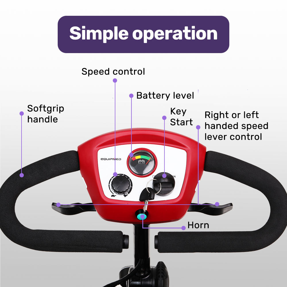 NNEMB -Mid-Sized Foldable Electric Motorised Mobility Scooter - Red – product view 4 | SeeMyMails Marketplace