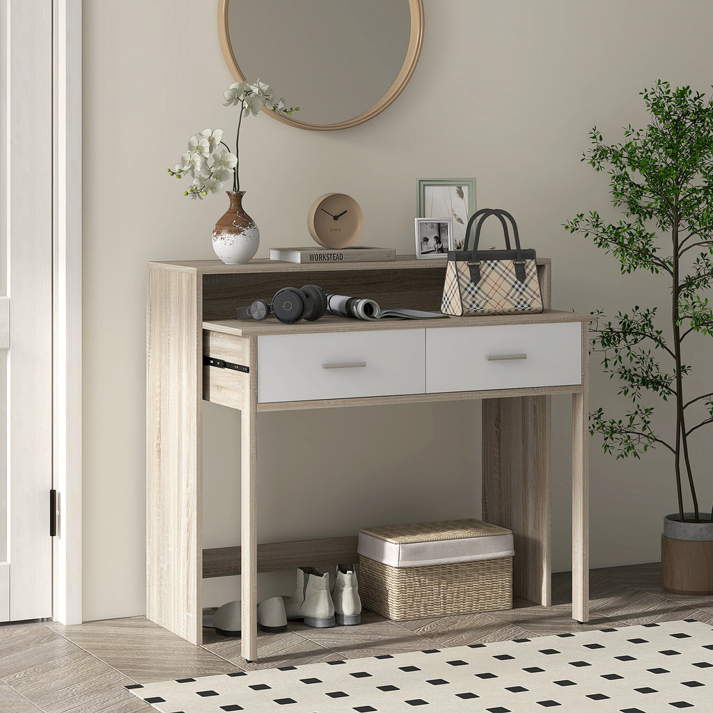 Table console avec plateau coulissant et 2 tiroirs, table de couloir avec rangement, 95l x 35P x 87H – product image 10 | SeeMyMails Marketplace