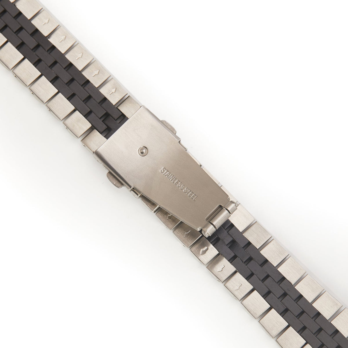 Stainless Steel Link Bracelet Band - The Perth in Silver and Black Large - Compatible with Apple Wat – product image 5 | SeeMyMails Marketplace
