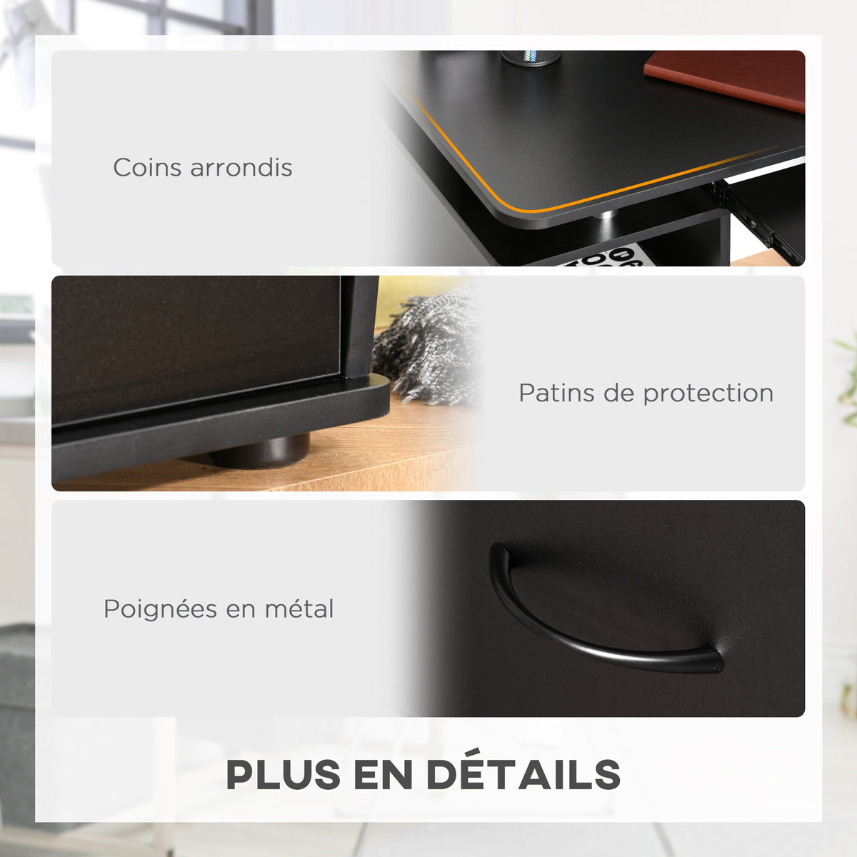 Bureau informatique étagères et tiroir, 120 x 50 x 85 cm, bureau d'ordinateur avec rangement support – product view 5 | SeeMyMails Marketplace