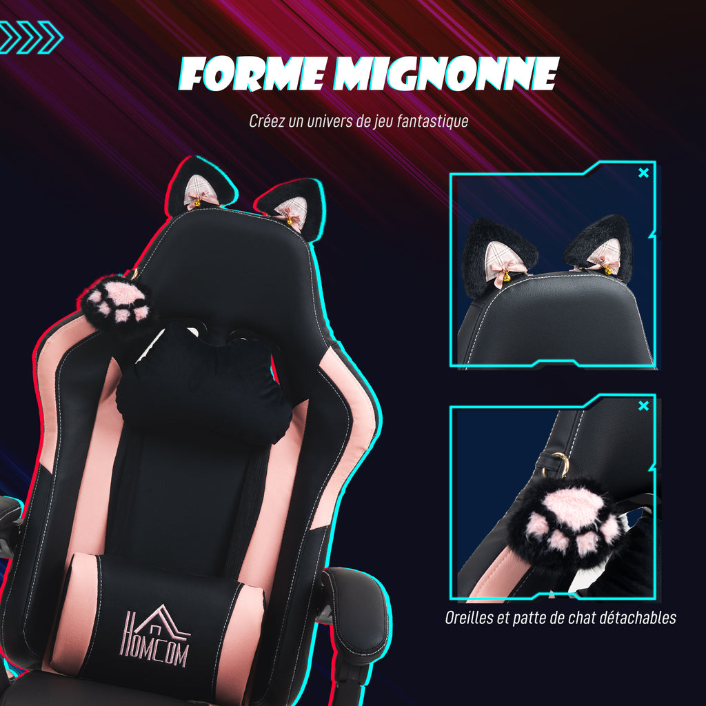 Chaise gaming ergonomique avec Oreilles de Chat, fauteuil gamer avec dossier inclinable, 65 x 62 x 1 – product view 6 | SeeMyMails Marketplace
