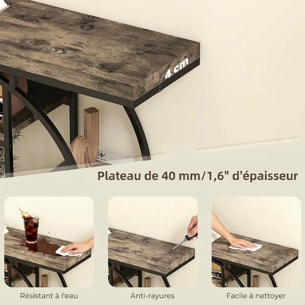 Table Console d'Entrée Meuble d'Entrée Industrielle 6 Étagères Rangement Plateau 4cm 100 x 30 x 81,5 | SeeMyMails Marketplace