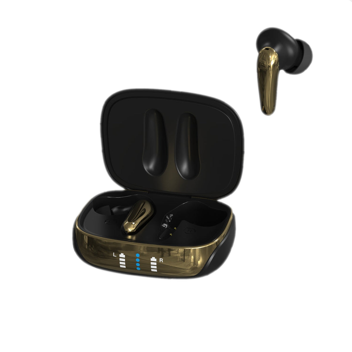 AIR Focus ANC Matte Black and Gold Active Noise Cancelling Earbuds (In Ear Wireless Headphones) – product view 5 | SeeMyMails Marketplace