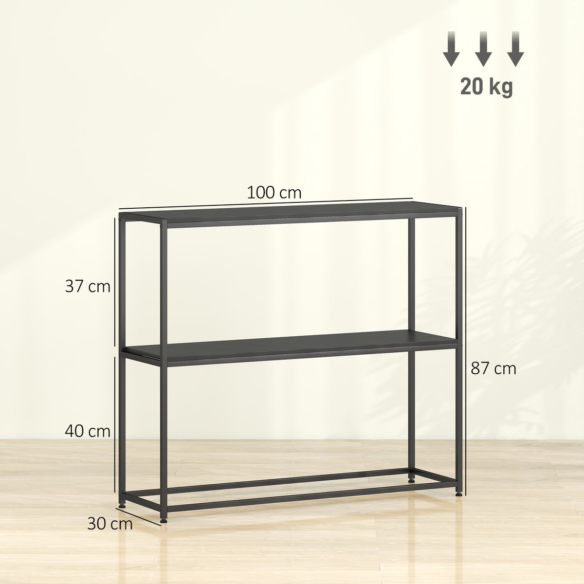 Table Console en Acier 2 Étagères Design Moderne pour Salon Entrée Couloir 100 x 30 x 87 cm Noir | SeeMyMails Marketplace
