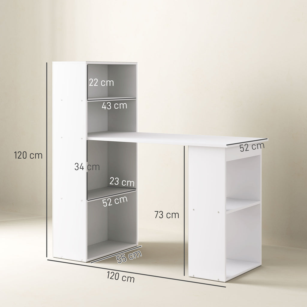 Bureau informatique, bureau avec rangement, 6 compartments ouverts, table d'ordinateur pour chambre, – product view 10 | SeeMyMails Marketplace