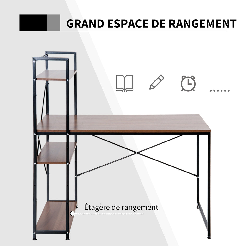 Bureau d'angle avec rangement design Industriel avec bibliothèque 3 étagères panneaux particules asp – product image 3 | SeeMyMails Marketplace