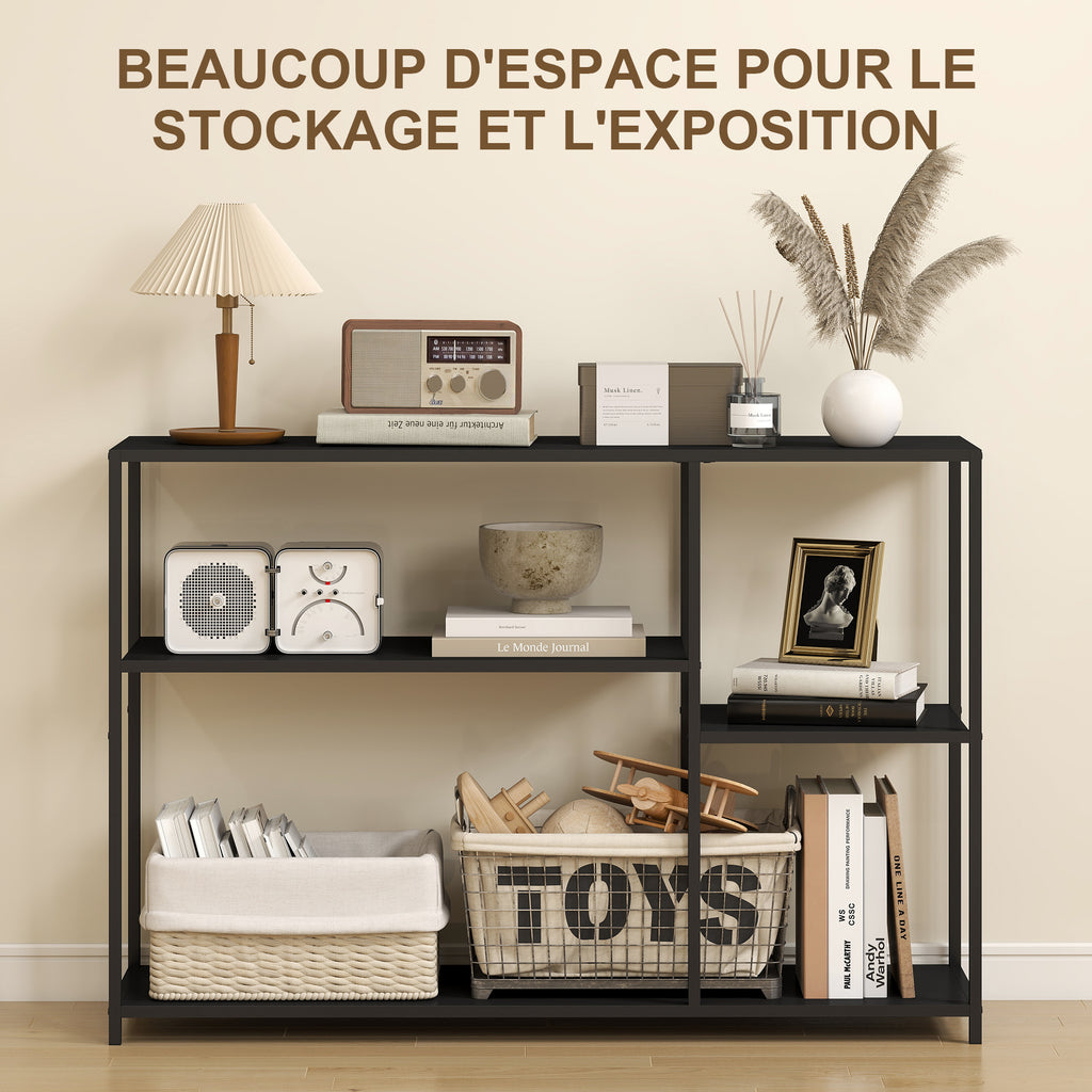 Console meuble étroite à 4 niveaux style industriel cadre en acier, 110 x 30 x 75 cm, noir – product image 9 | SeeMyMails Marketplace