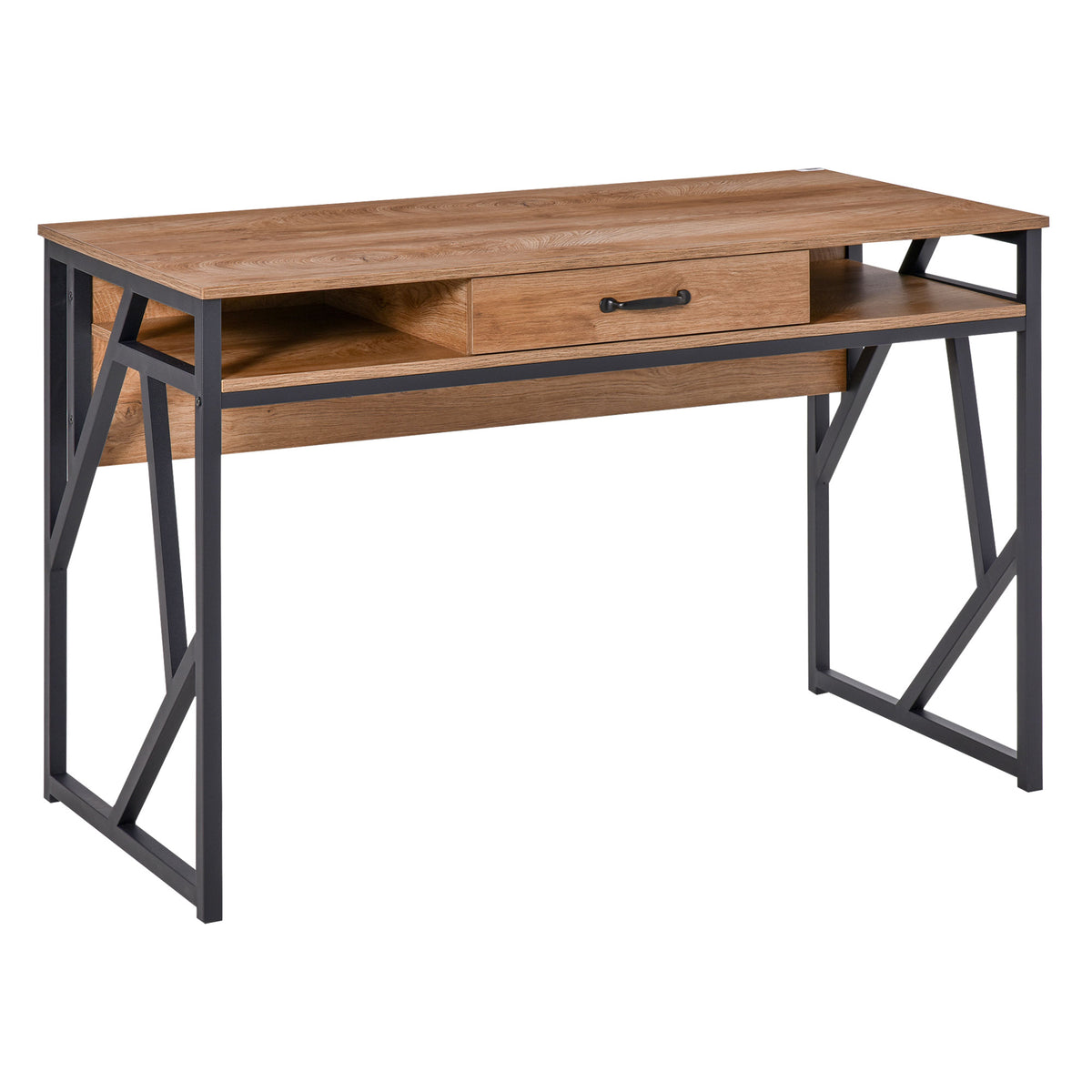 Bureau Style Industriel 120L x 60l x 76H cm tiroir + 2 niches piètement métal Noir Plateau, pour Étu | SeeMyMails Marketplace
