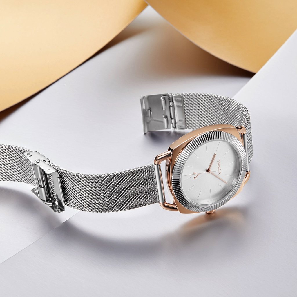 Trnda Women's Rose Gold Stainless Steel Watch, Silver Dial | Trnda-Rg35.8 | SeeMyMails Marketplace