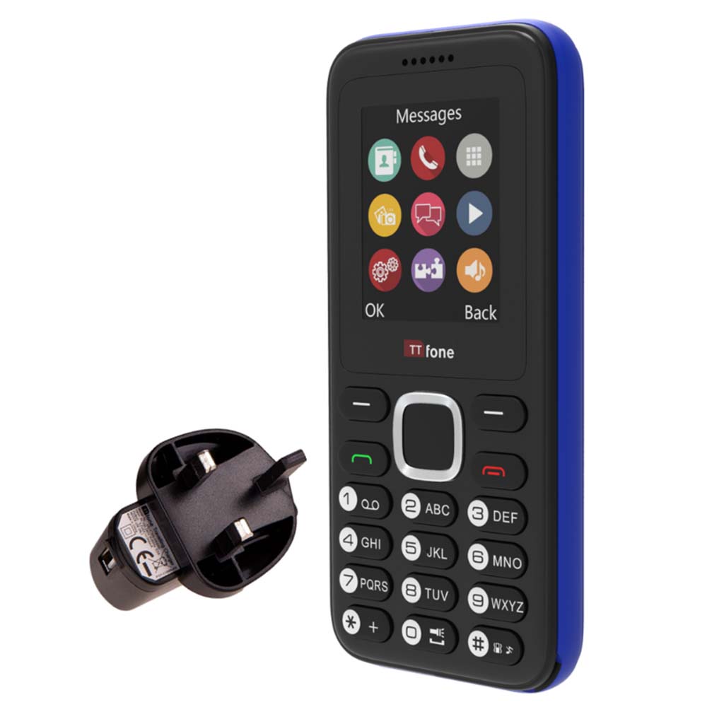 TTfone TT150 Blue Dual SIM with Mains Charger, Giffgaff Pay As You Go – product image 2 | SeeMyMails Marketplace