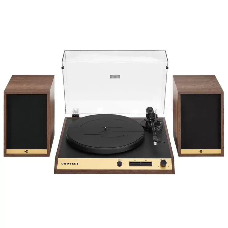 Vinyl Record Shelf Turntable with Speakers, Walnut Finish – product image 5 | SeeMyMails Marketplace