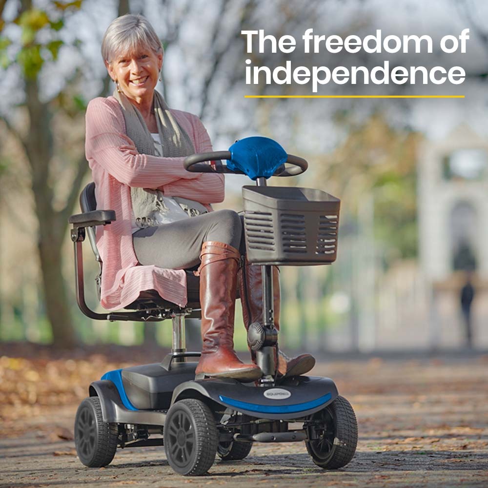 EQUIPMED Electric Mobility Scooter Portable Folding for Elderly Older Adult, SmartRider Black & Blue – product view 3 | SeeMyMails Marketplace