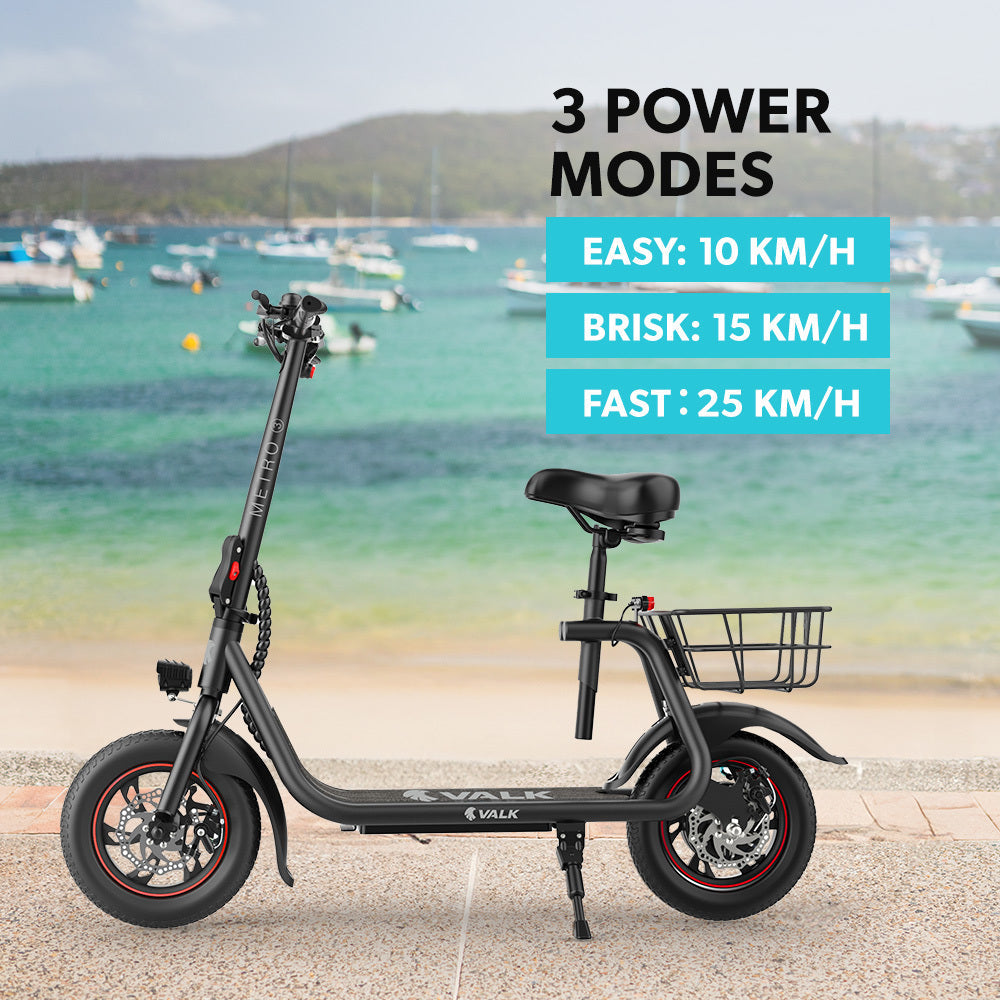 VALK Electric Scooter with Seat, Disc brakes, 12" Tyres, AU Compliant, for Adults, Teens, Commuter,  – product view 5 | SeeMyMails Marketplace