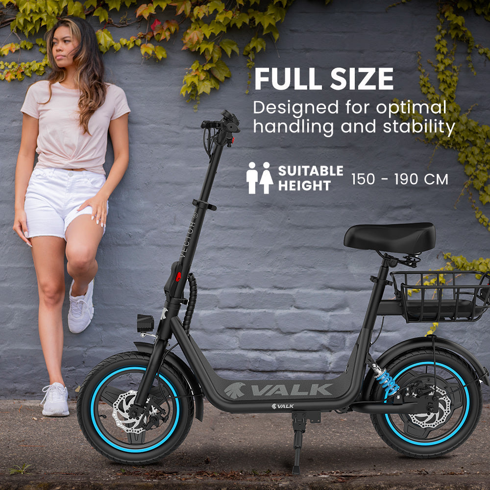 NNEDSZ VALK Electric Scooter with Seat, 30km Range, Disc brakes, 14" Tyres, Motorised eScooter for A – product view 3 | SeeMyMails Marketplace