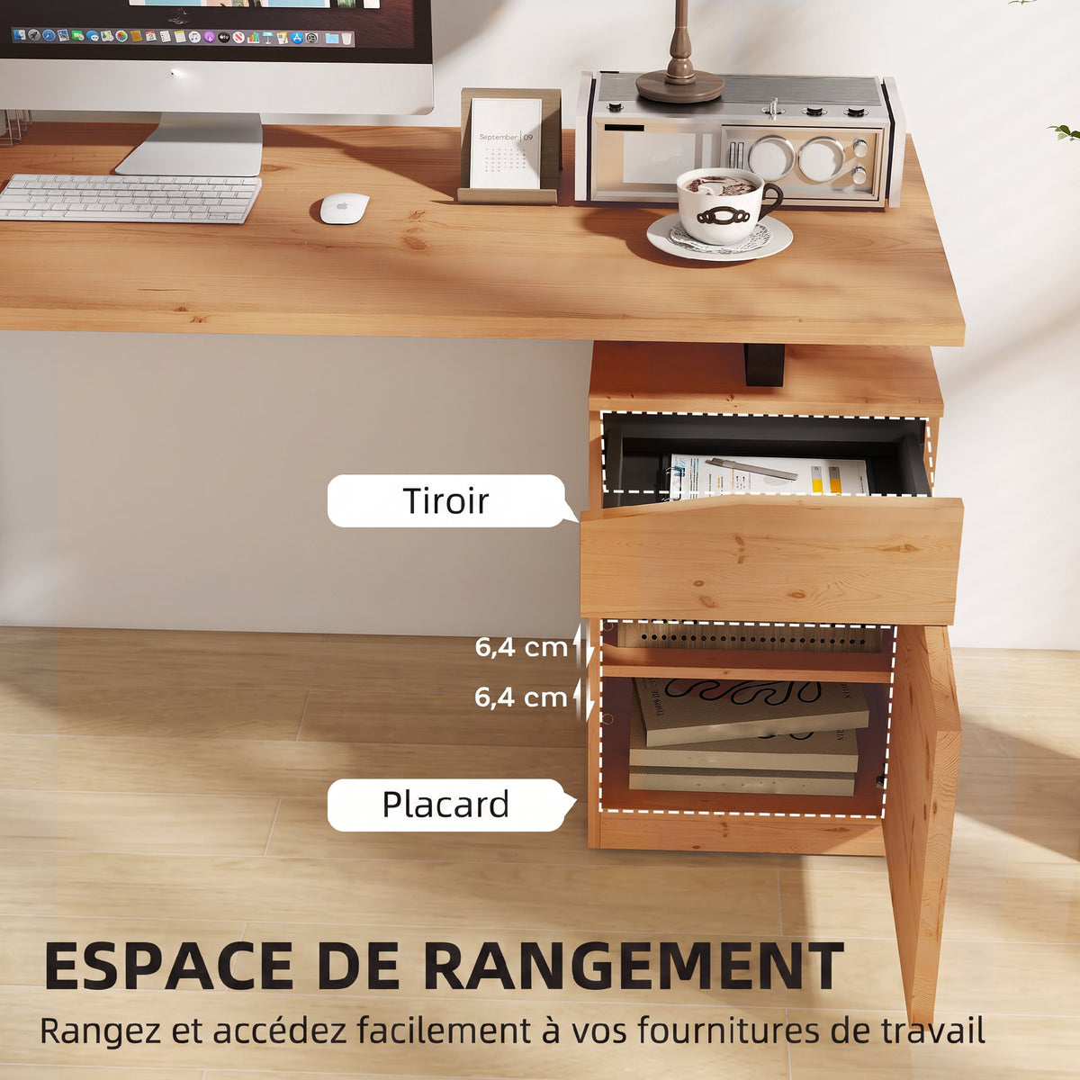 Bureau d'Ordinateur avec Placard et Tiroir 135 x 60 cm, Étagère Réglable, Pieds en Métal, Style Indu | SeeMyMails Marketplace