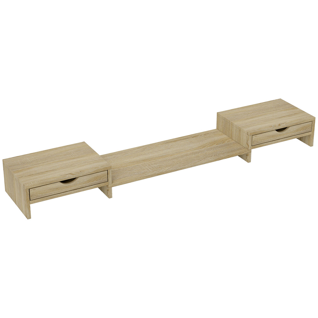 Rehausseur d’écran réglable 60–116 cm avec 2 tiroirs, aspect chêne – product image 7 | SeeMyMails Marketplace