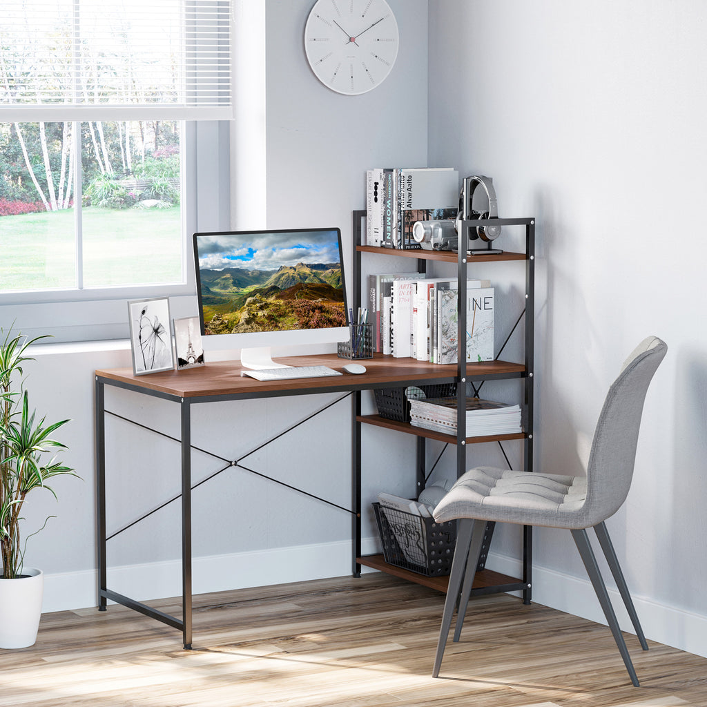 Bureau d'angle avec rangement design Industriel avec bibliothèque 3 étagères panneaux particules asp – product image 2 | SeeMyMails Marketplace