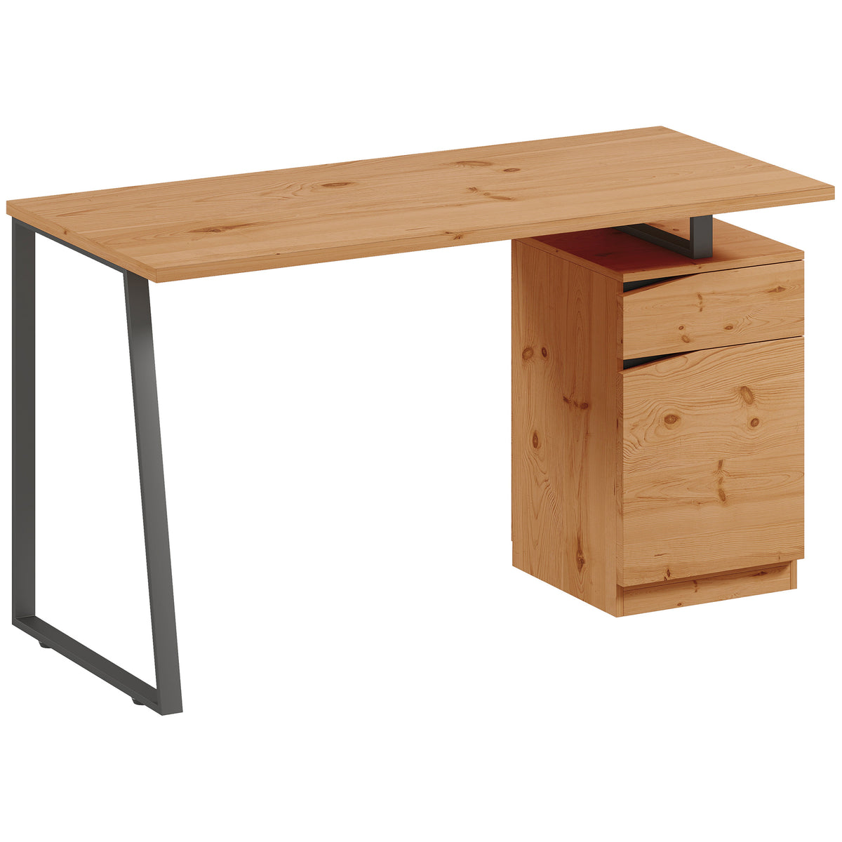Bureau d'Ordinateur avec Placard et Tiroir 135 x 60 cm, Étagère Réglable, Pieds en Métal, Style Indu – product view 4 | SeeMyMails Marketplace