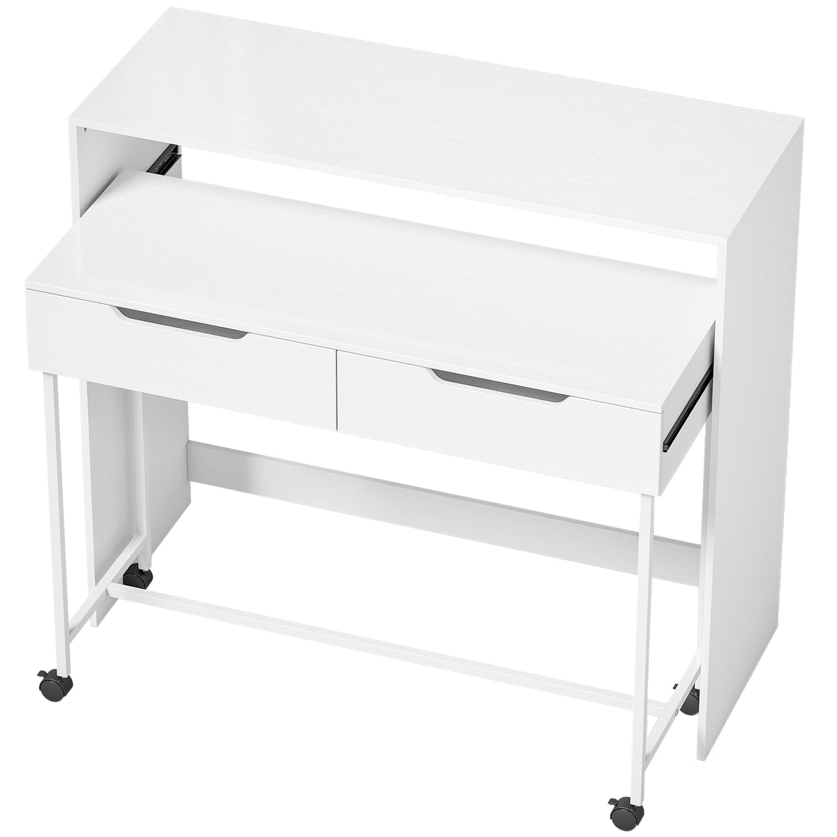 Bureau d'Ordinateur Extensible 100 cm avec 2 Tiroirs, Bureau avec Rangement, Style Moderne, Blanc | SeeMyMails Marketplace