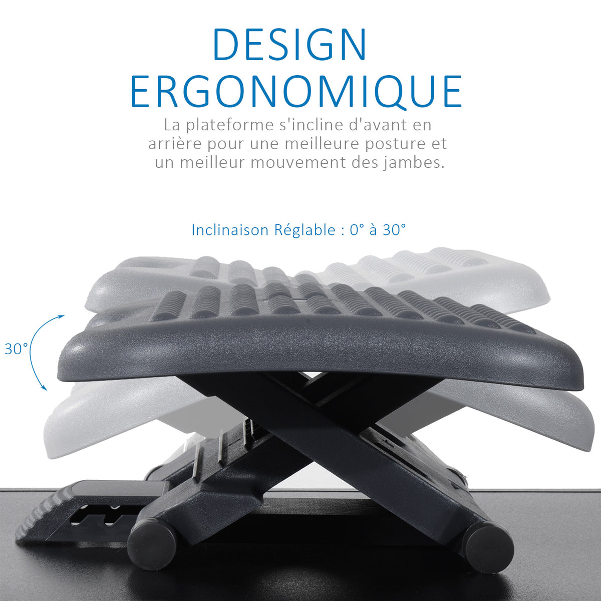 Repose-pieds de bureau, repose-pieds ergonomique, angle ajustable 30°, hauteur ajustable à 3 positio – product image 5 | SeeMyMails Marketplace