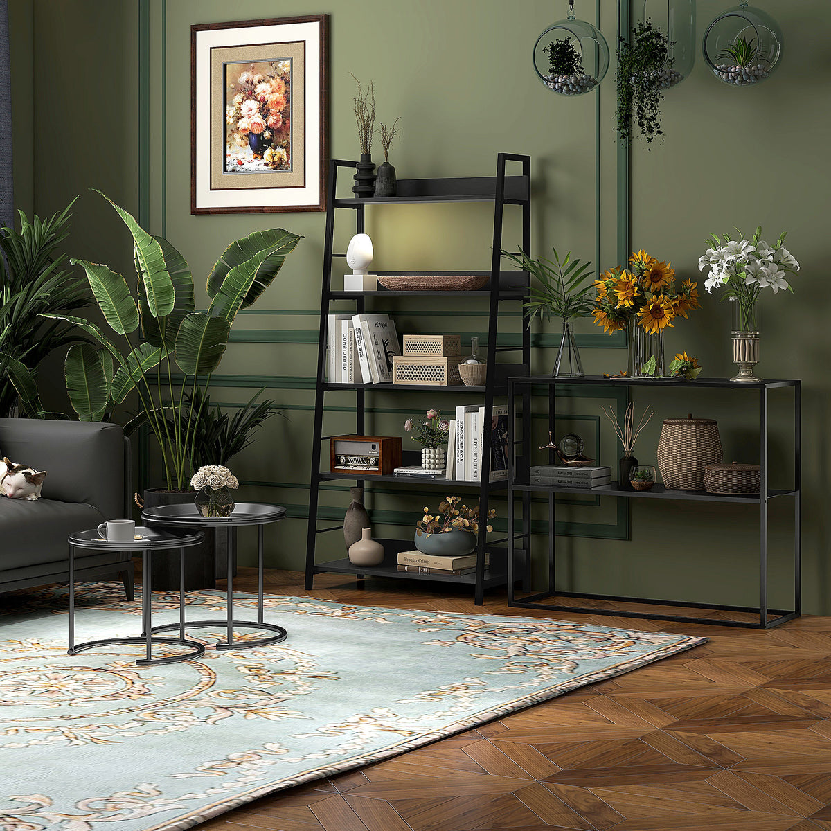 Table console table d'appoint d'entrée minimaliste industrielle 2 étagères 90 x 30 x 75 cm acier noi – product image 4 | SeeMyMails Marketplace
