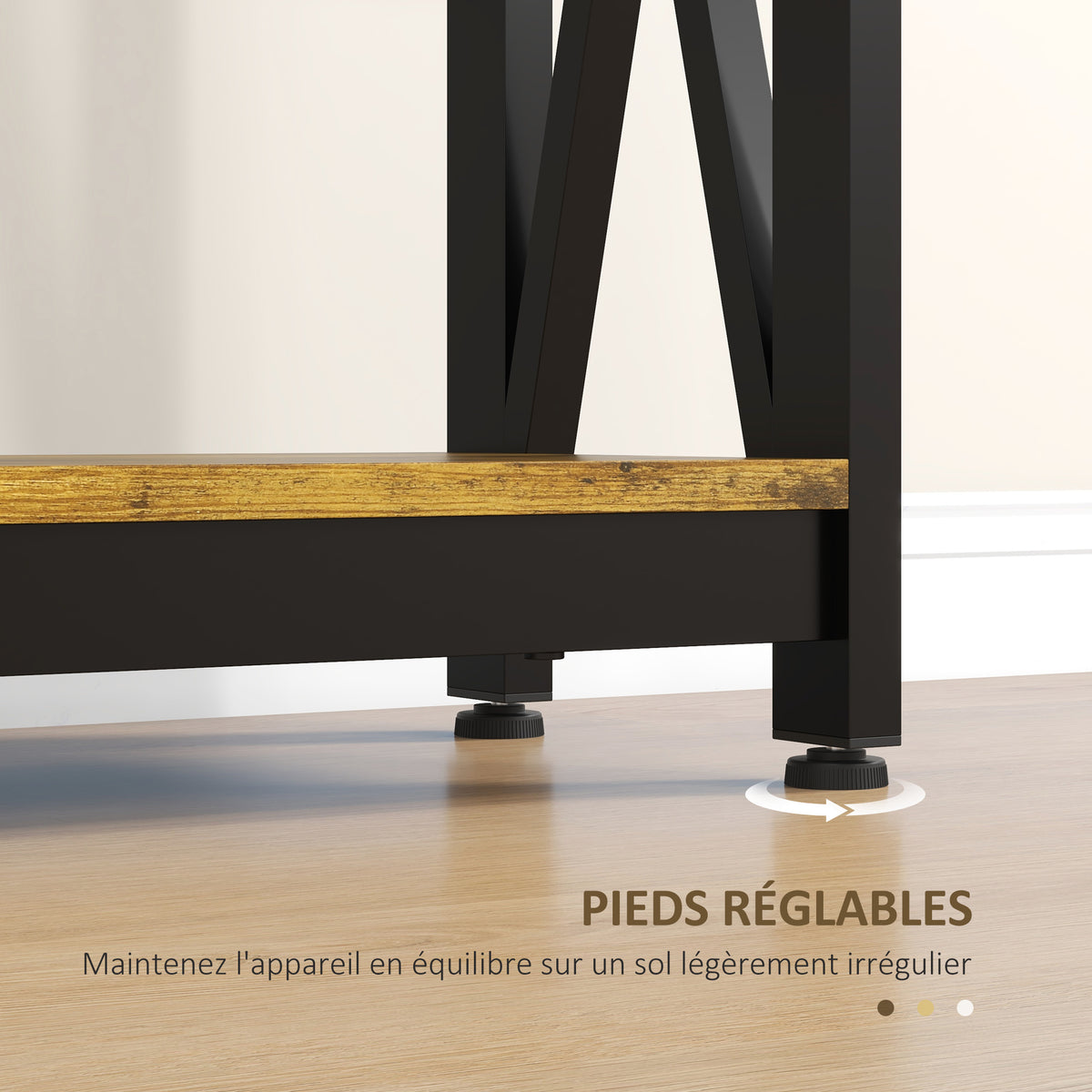 Console meuble étroite à 2 niveaux style industriel avec prises de courant et USB, 100 x 24 x 75 cm, – product image 4 | SeeMyMails Marketplace