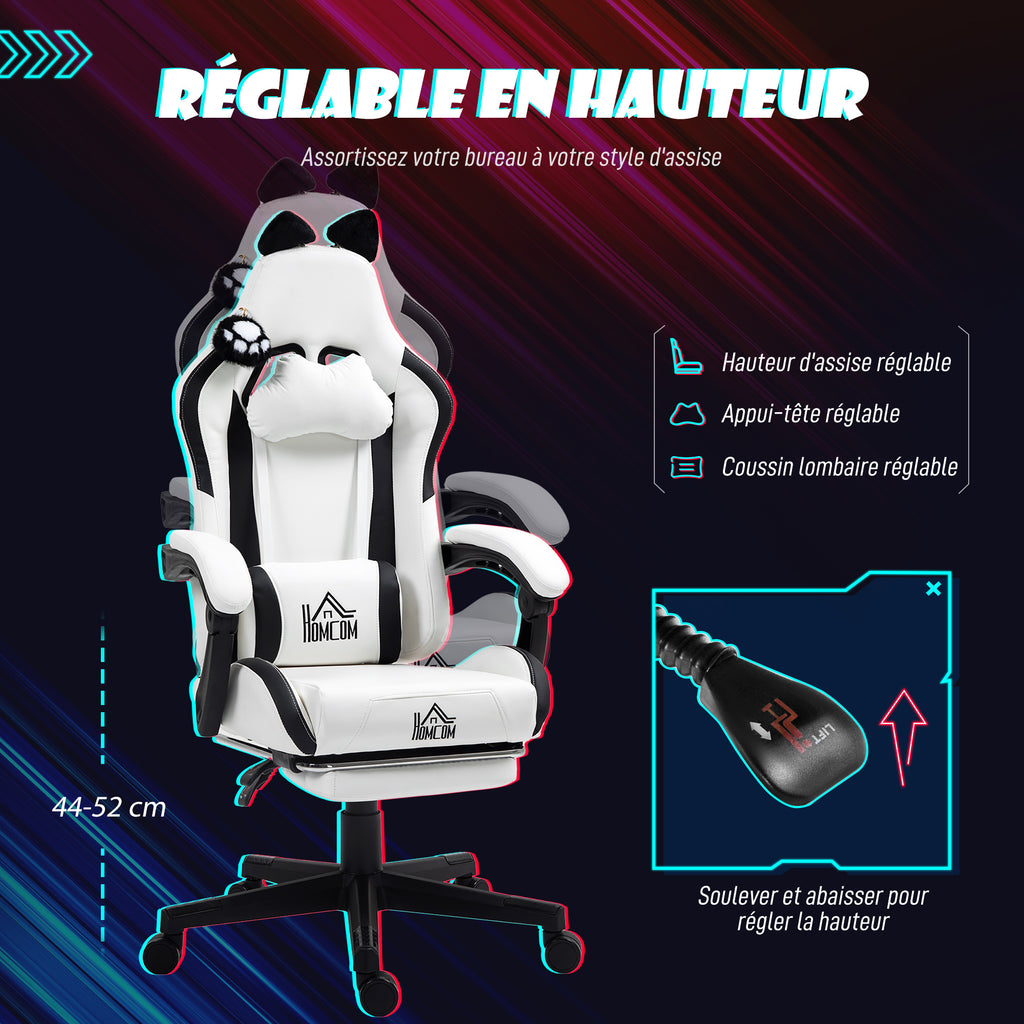 Chaise gaming ergonomique avec Oreilles de Chat, fauteuil gamer avec dossier inclinable, 65 x 62 x 1 – product view 5 | SeeMyMails Marketplace
