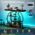 Console meuble avec éclairage LED 100 cm, table console à 4 niveaux avec étagères ouvertes, marron r | SeeMyMails Marketplace