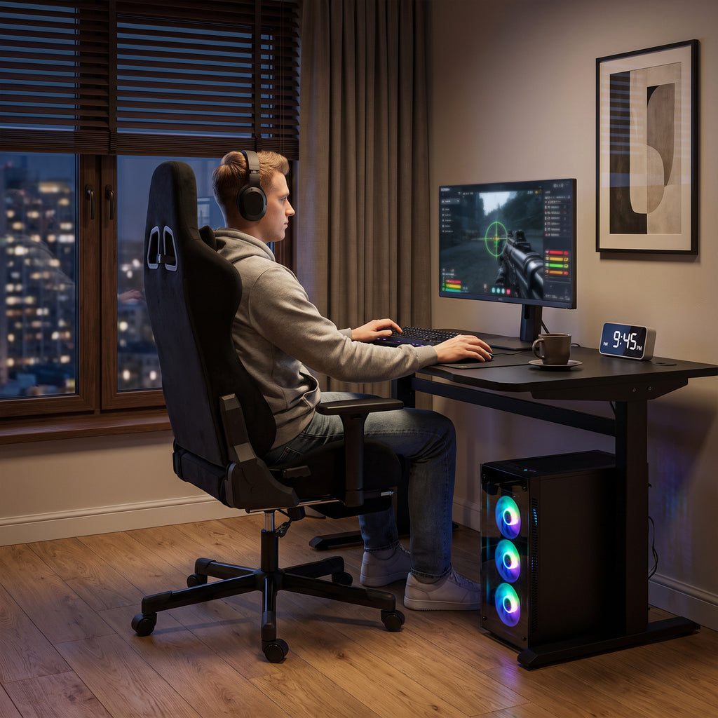 Chaise Gaming Ergonomique Massante et Coussin Lombaire Chauffant, Fauteuil Gaming Inclinable en Lin, – product view 8 | SeeMyMails Marketplace