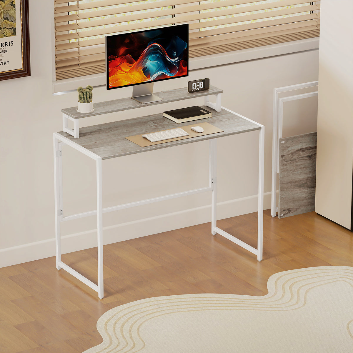 Bureau d'ordinateur pliable avec support d'écran, pour chambre, petits espaces, 100 x 48 x 87,5 cm,  – product view 3 | SeeMyMails Marketplace