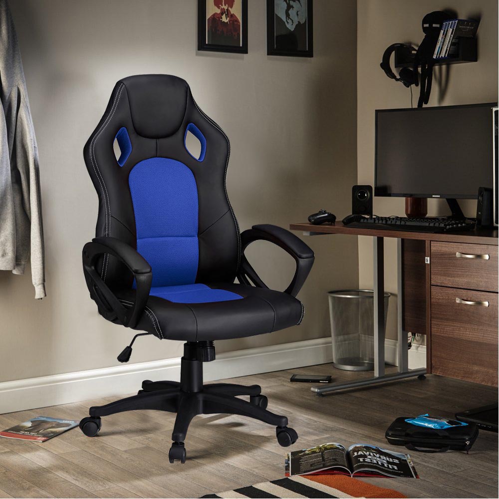 Gamer stolička Basic s farebnou opierkou, modrá – product view 2 | SeeMyMails Marketplace