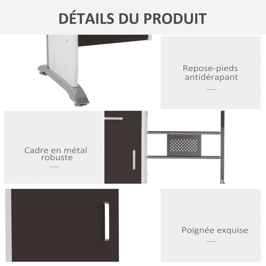 Bureau d'ordinateur, 100 x 52 x 75 cm, bureau avec tablette coulissante pour clavier, tiroirs et sup – product image 4 | SeeMyMails Marketplace