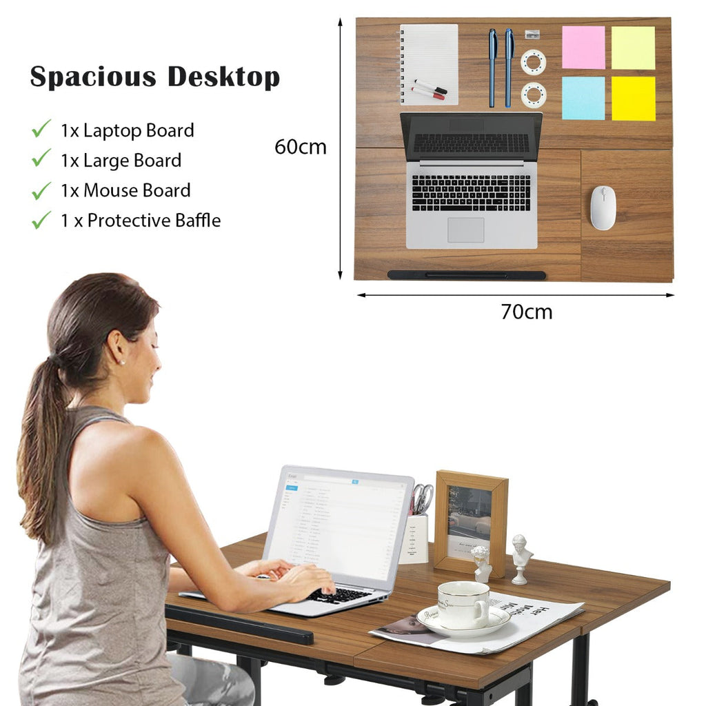 NNECW Mobile Stand up Computer Desk with 2 Tilting Desktops for Office Black – product view 4 | SeeMyMails Marketplace