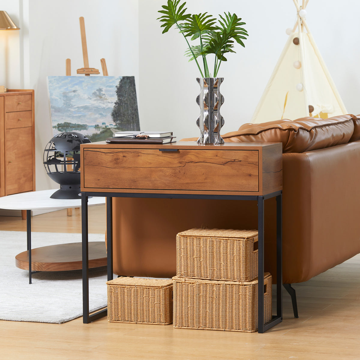 Console meuble, table console avec tiroir et pieds en acier, pour salon, entrée, couloir, 80 x 30 x  | SeeMyMails Marketplace