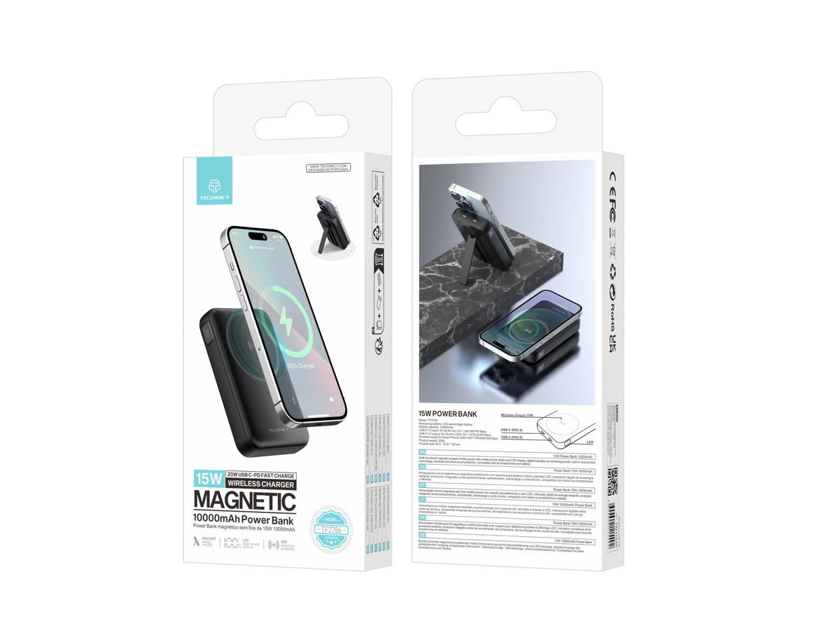 Techancy Power Bank Magnetico TF2786 10000mAh Carregamento Rapido Sem Fios 15W PD 20W Compativel com – product image 4 | SeeMyMails Marketplace