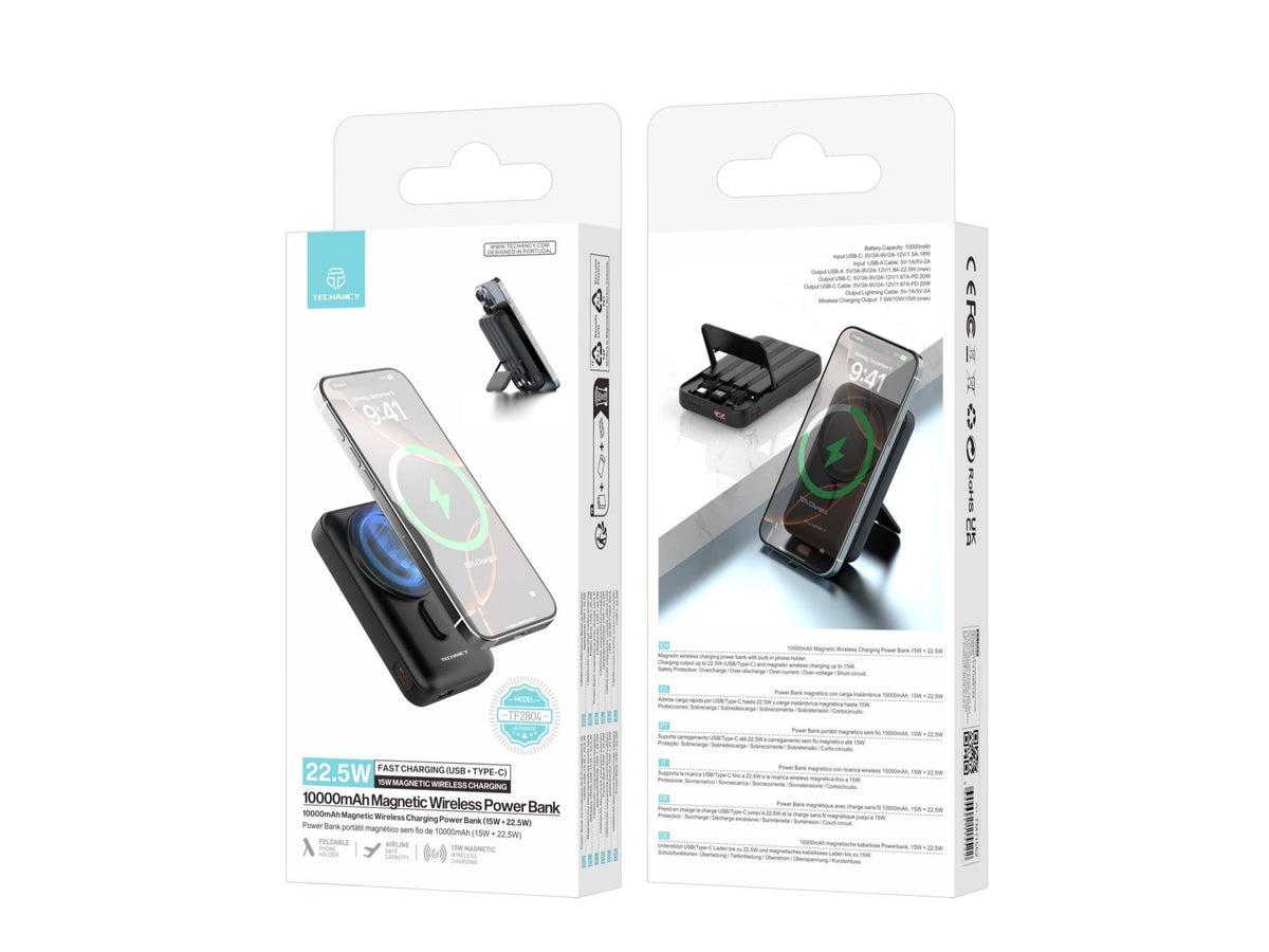 Techancy Power Bank Magnetico Sem Fios 10000mAh TF2804 15W Wireless 22.5W Carregamento Rapido com Su – product image 5 | SeeMyMails Marketplace