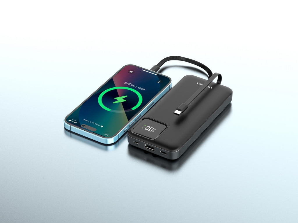 Techancy Mobile Power 10000mah 2.4a Charging TF2783, Cabo De Carregamento 2 Em 1 Usb C+Ip, Ecrã Digi | SeeMyMails Marketplace
