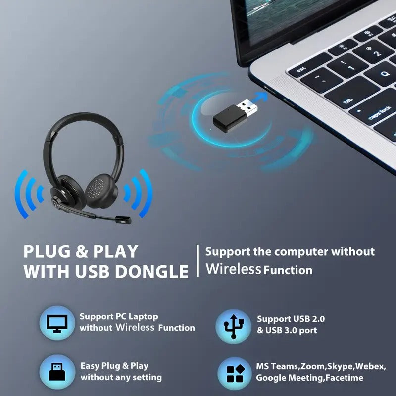 AI Noise Cancelling Wireless Headset with Mic | SeeMyMails Marketplace